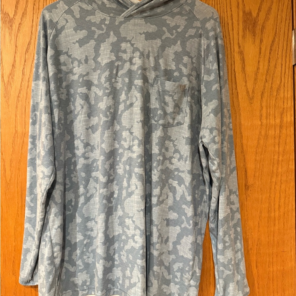 HUK Men's Waypoint Long Sleeve Performance T-Shirt +50 UPF - titanium blue